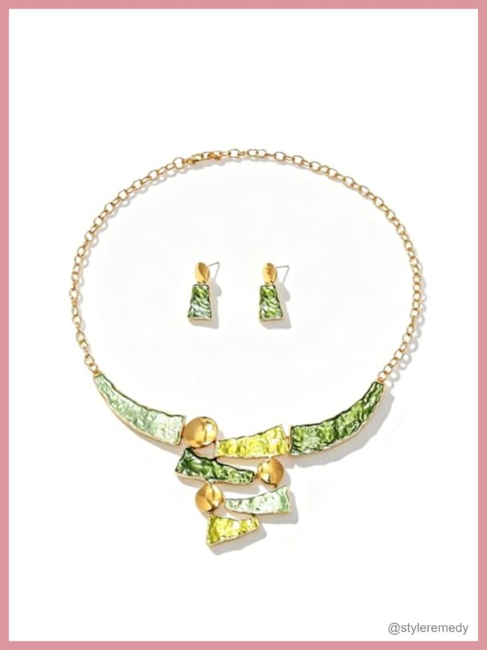 Large Statement Necklace & Earring Set, Chunky Enamel Bib Necklace, Dangle